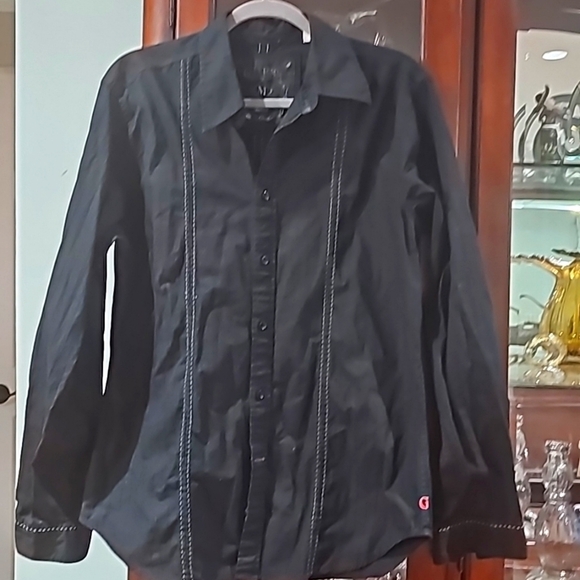 Guess Men's The World Finest Dry Goods Dress Shirt Black Size medium - Picture 1 of 9